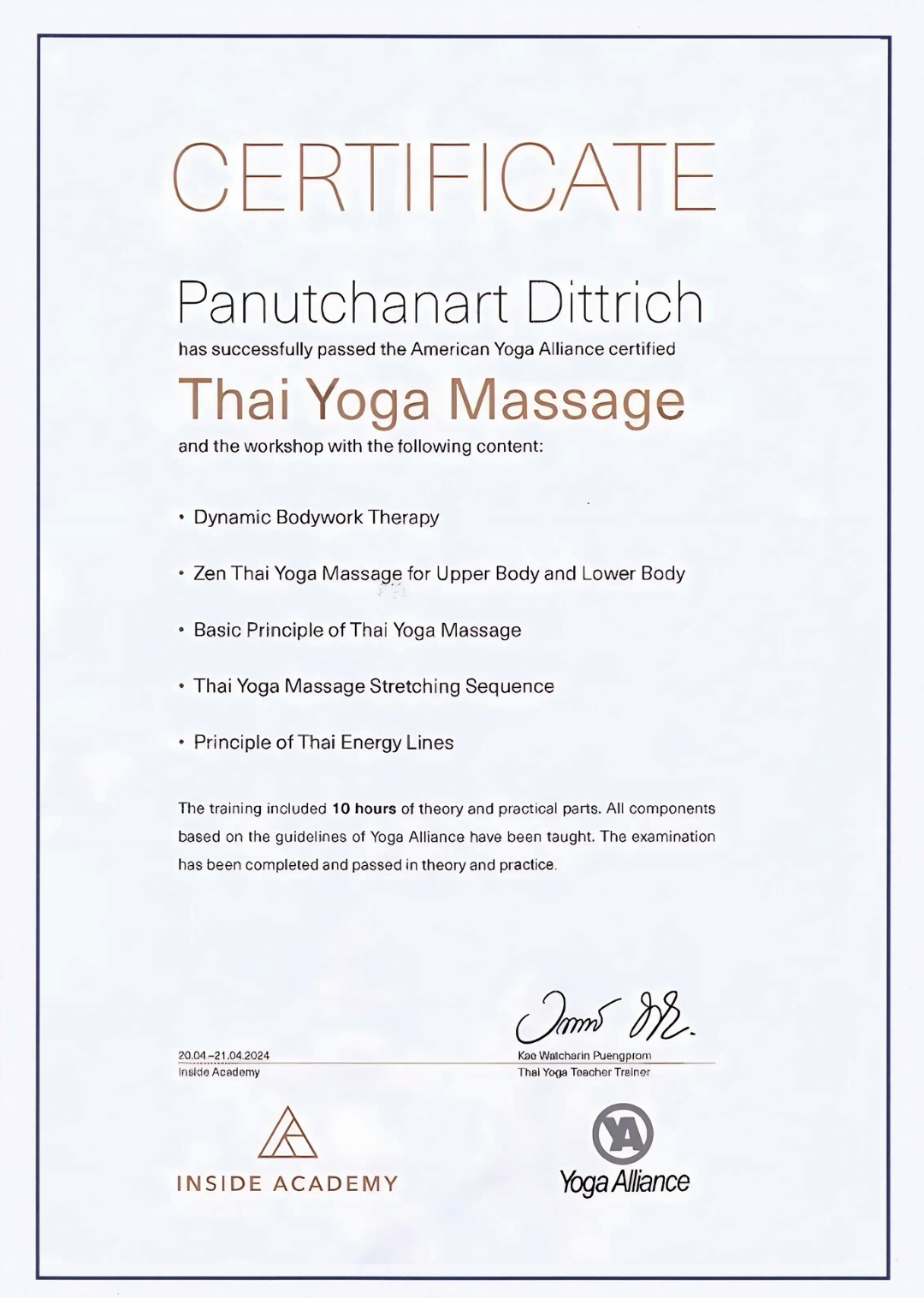 Thai Massage zu Hause